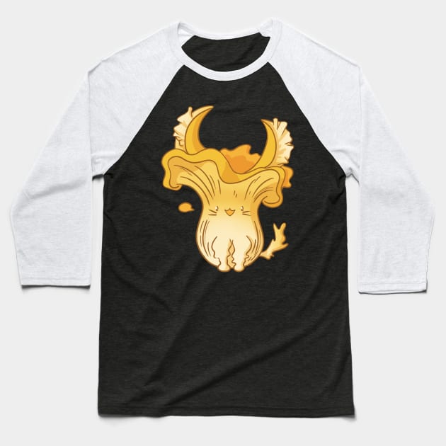 Mushroom Cat - Chanterelle Baseball T-Shirt by Z3phyrwind